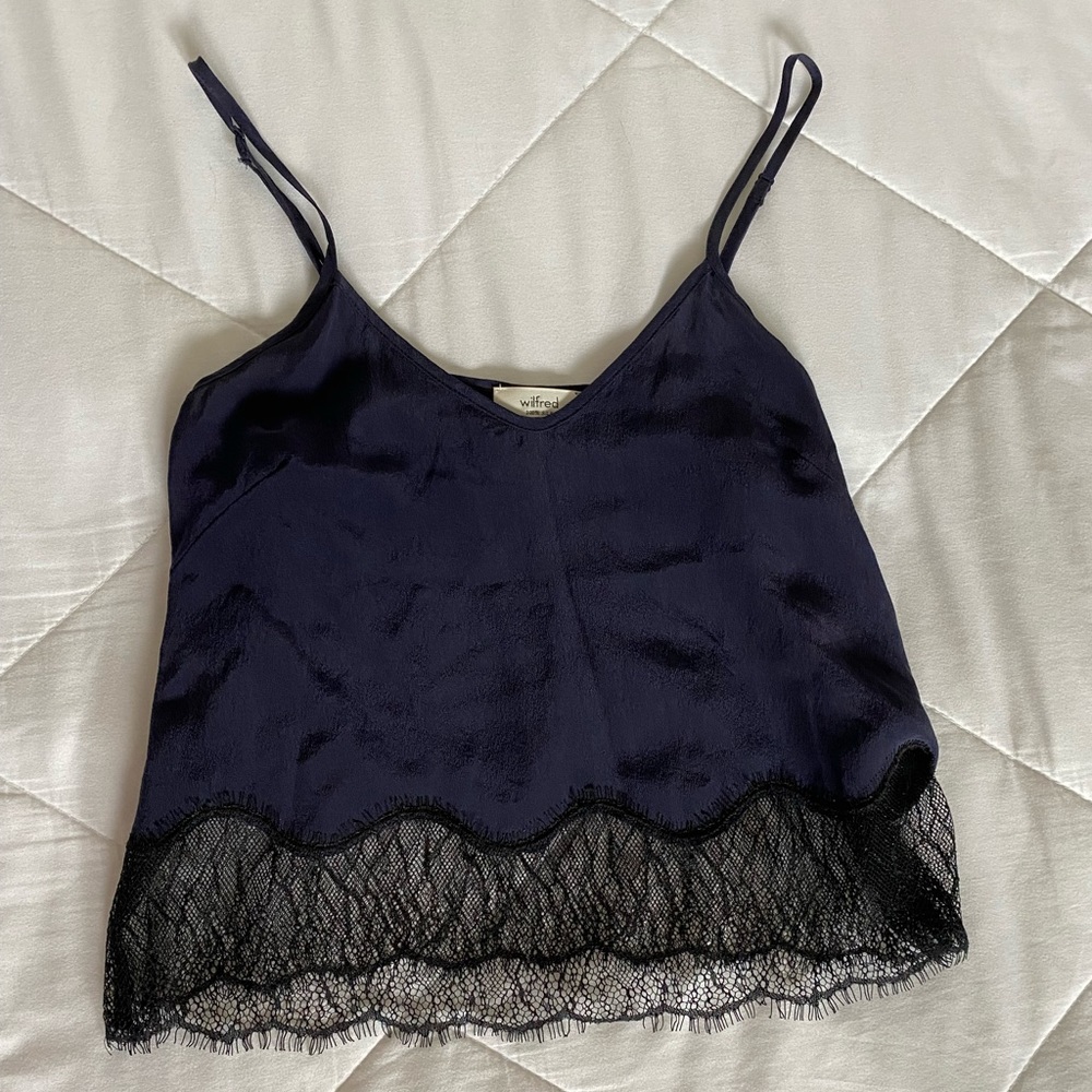 Aritzia silk camisole with lace trim